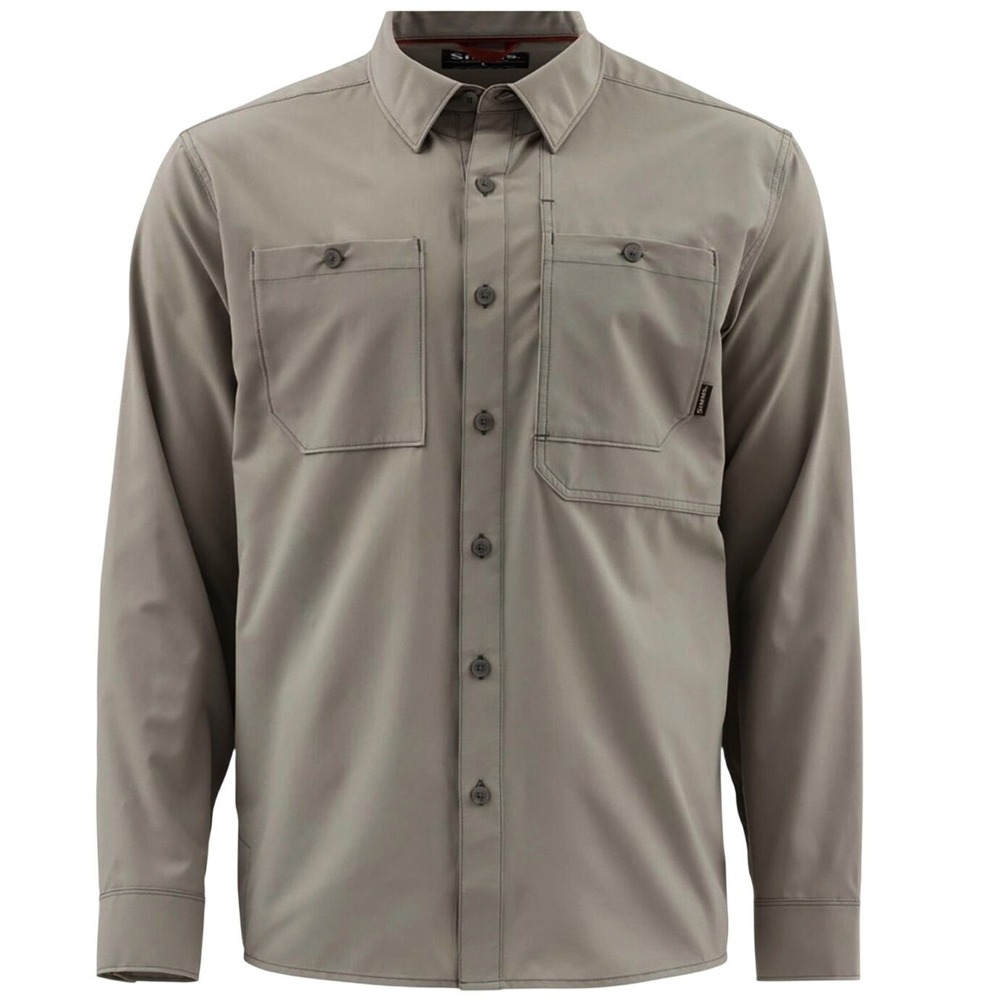Simms Fishing Shirt Gray Double Haul Mens Size XL UPF 30+ Outdoor